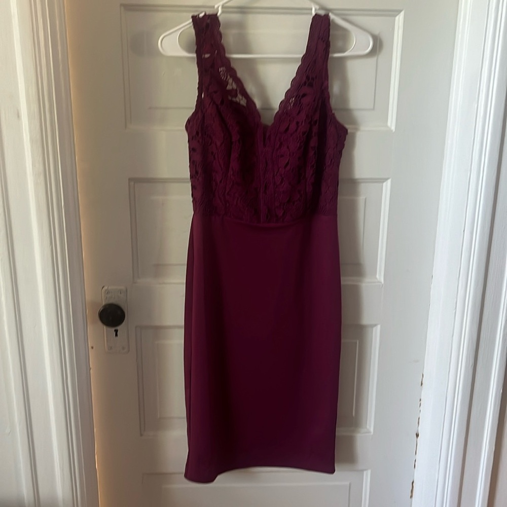 Purple formal lace dress